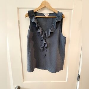 LC Lauren Conrad Gray Ruffled Sleeveless Blouse